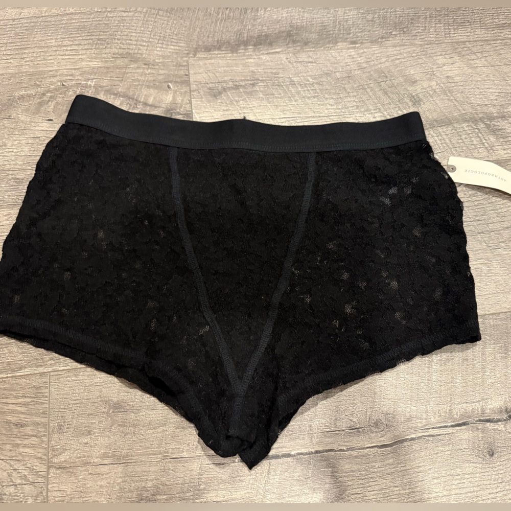 Anthropologie Black Lace Boy Short Underwear NWT S